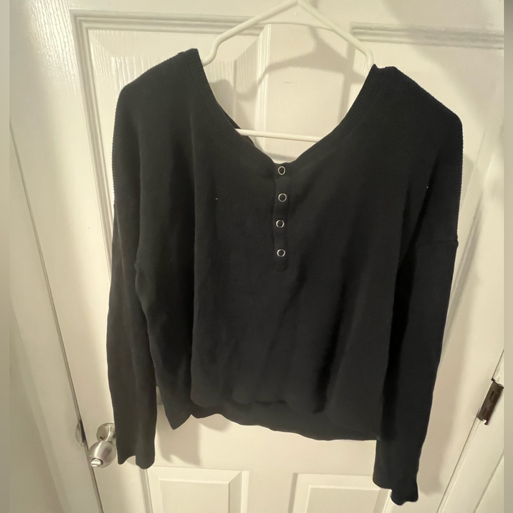 Black button up sweater